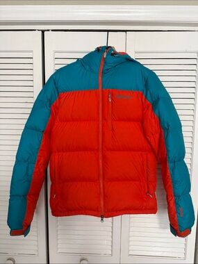 Marmot Men's Two-Tone Orange & Teal Puffer Jacket